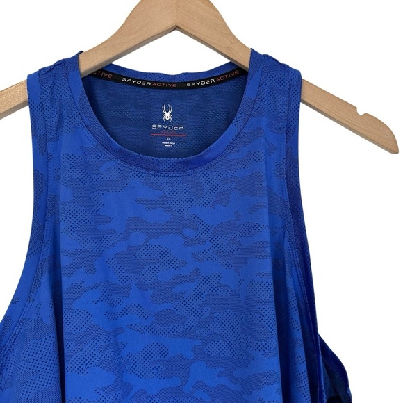 Spyder Active Womens Cropped Camo Tank Top Sz XL Blue Activewear - Picture 3 of 8